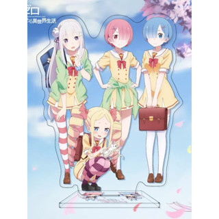 Mô hình Standee Re:Zero - Rem - Ram - decor góc học tập để bàn 12cm