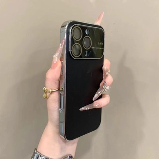 Ốp điện thoại di động cửa sổ lớn mờ mạ cao cấp cho iPhone17 16 15 14 13 Pro Max bảo vệ camera chống sốc chống rơi mặt sau cứng
