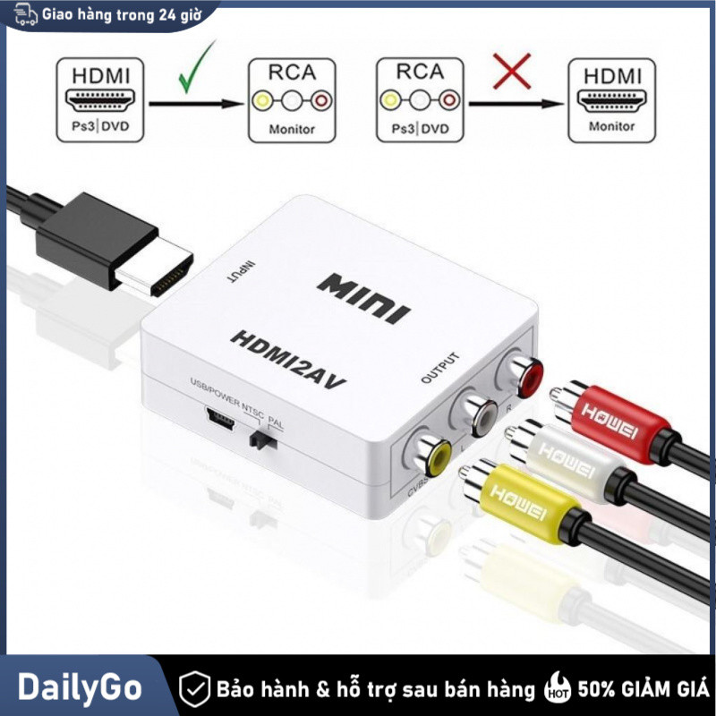 Bộ Chuyển Đổi HDMI Sang AV Full HD 1080P – Cắm Là Chạy, Hình Ảnh Sắc Nét, Âm Thanh Chuẩn
