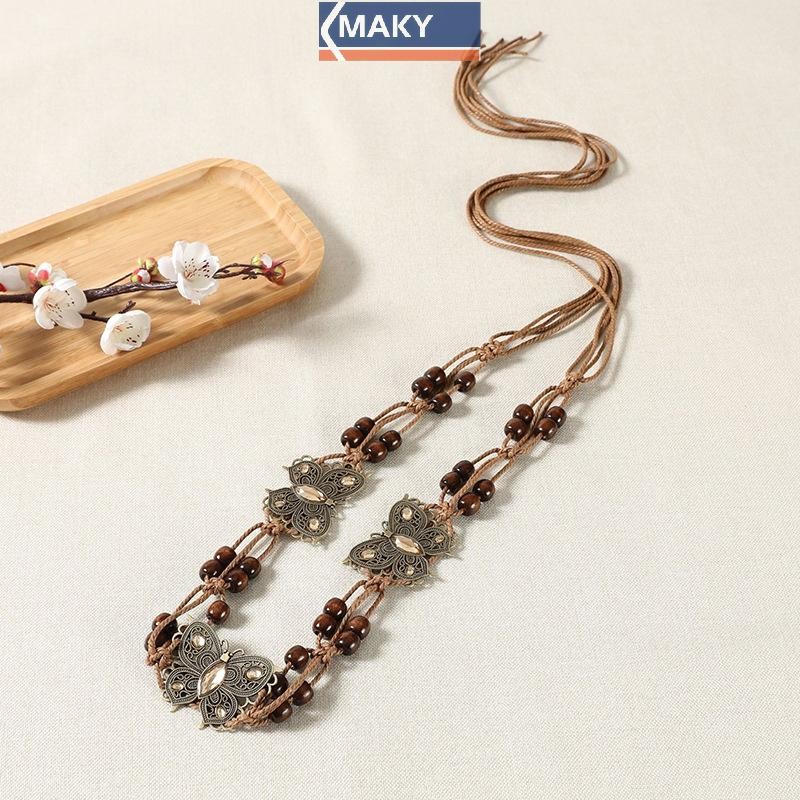 Onetimingcool Phong Cách Bohemian Dệt Nước Phong Cách Dân Tộc Hạt Nữ Thắt Lưng Kỳ Nghỉ Phong Cách Dây Thắt Lưng VN