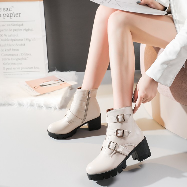 CHD34-46 Kích Thước Lớn Đi Lại Hàng Ngày Phù Hợp Với Tất Cả Trận Đấu Dây Kéo Bên Dây Kéo Dày Đế Dày Nữ Ngắn-