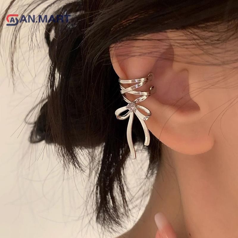 Bigdealssuper 1 Cái / Cặp Vintage Punk Nơ Ruy Băng Tai Kẹp Bông Tai Dành Cho Nữ Cô Gái Thời Trang sel Chống Tai Vòng Đeo Trang Sức Dự Tiệc Quà Tặng Siêu