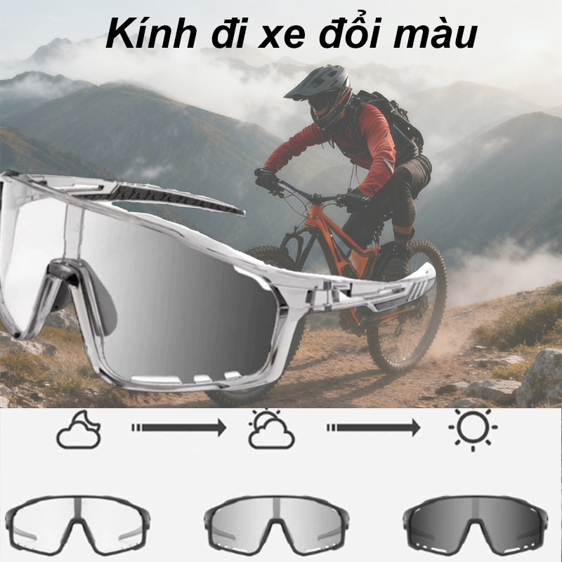 Kính đi đêm đổi màu KÍNH ĐỔI MÀU CHỐNG BỤI ĐI ĐƯỜNG kính chống，Phù hợp cho người đi xe đạp/chạy bộ