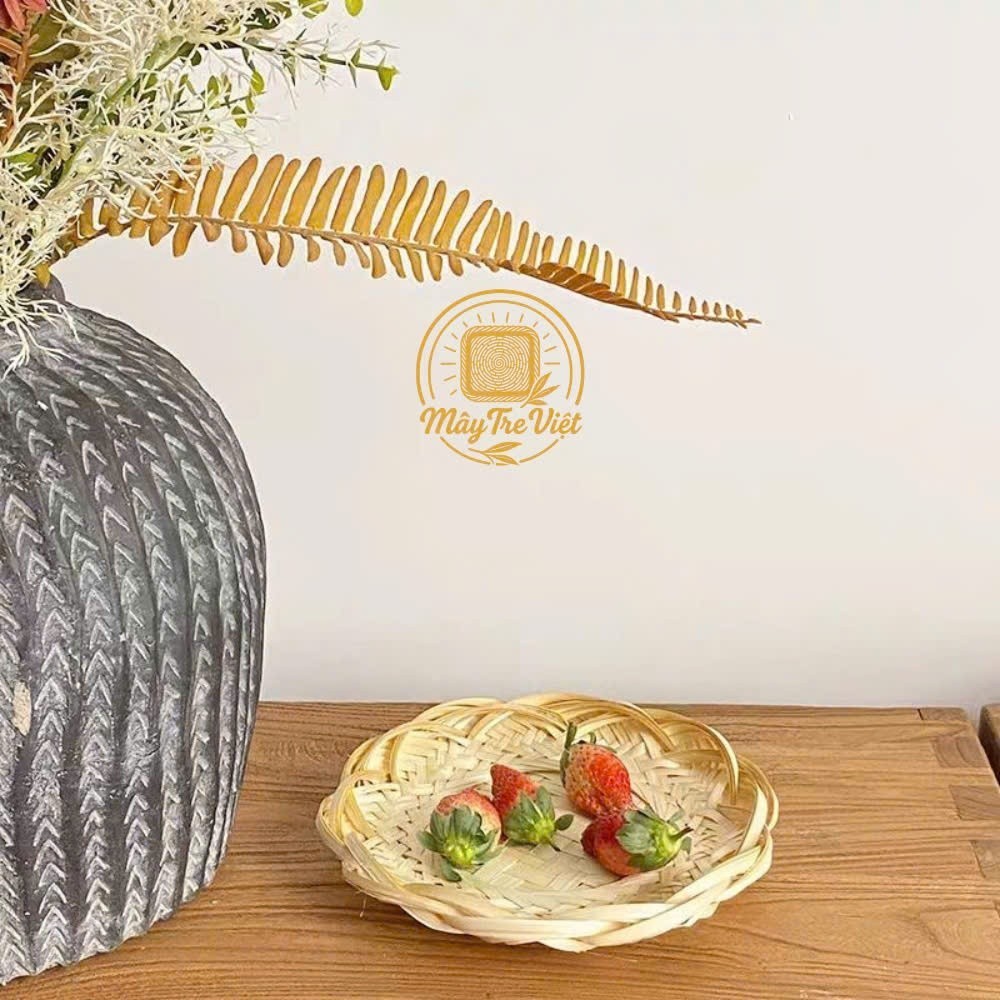 (Kho sỉ) Đĩa tre cánh sen 12cm,15cm,18cm dùng decor trang trí, dựng đồ ăn vặt