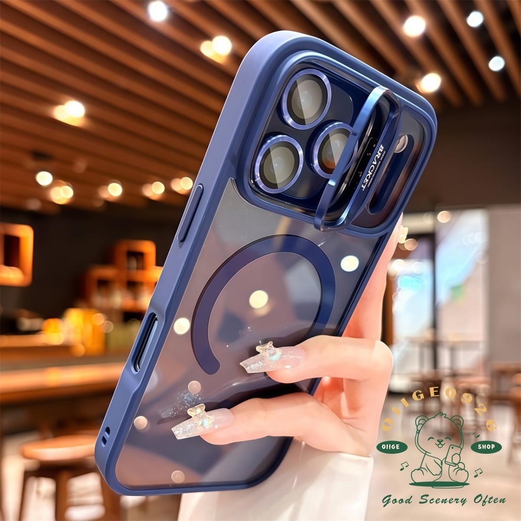 【 Ốp lưng iPhone17 】 Giá đỡ ống kính dạng lỏng màu cam thu hút từ tính Vỏ điện thoại iphone17 Pro Max 16 15 14 13 12 cho vỏ iPhone Vỏ mềm silicon TPU chống sốc