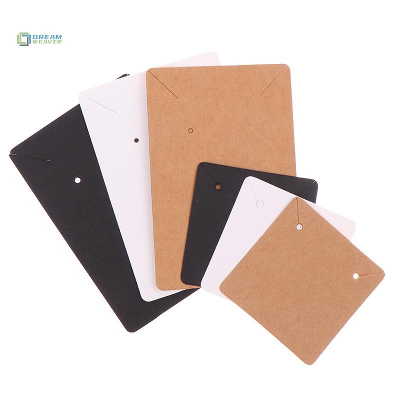100 cái/gói thẻ trưng bày trang sức giấy kraft tự dán, bao bì bìa cứng, treo bông tai/dây chuyền mới