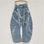 Quần Jeans chân rộng style Mỹ - châu Âu, wash mài cạnh