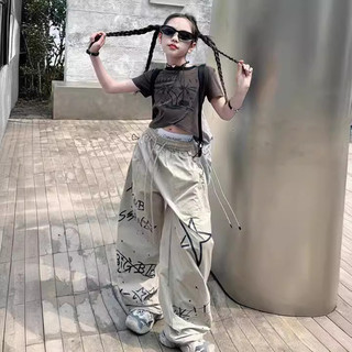 Set áo thun và quần ống rộng phong cách hiphop Mỹ – Trang phục streetwear cá tính cho bé gái