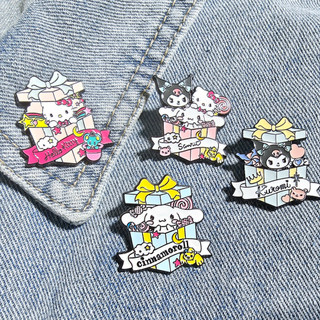 4 Cái / bộ Sanrio Kuromi Chó Tai Lớn Hello Kitty Sinh Nhật Huy Hiệu Dễ Thương Túi Trang Trí Thổ Cẩm Trẻ Em