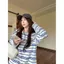 Áo sơ mi POLO sọc phong cách lười biếng dáng rộng dáng rộng mỏng hơn Áo thun dài tay phù hợp @ -