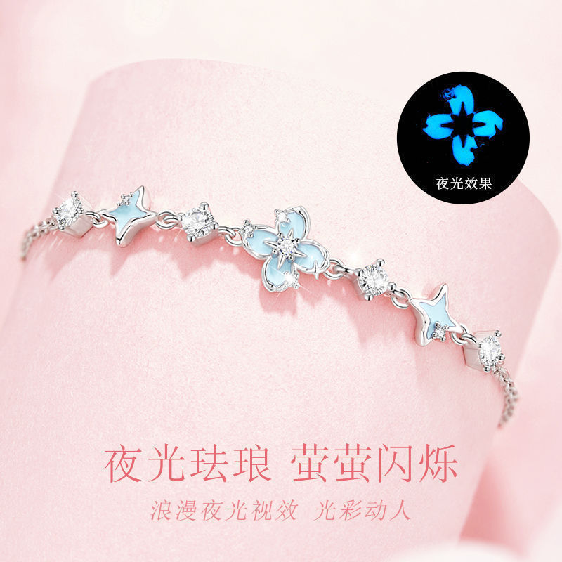 Vòng tay cỏ bốn lá phát sáng thời trang sang trọng nhẹ nhàng