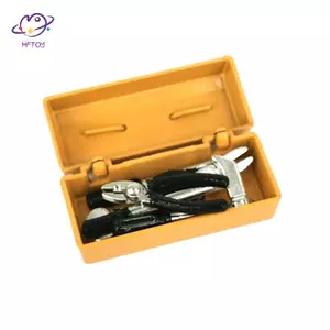 HFTOY 1 Bộ Hộp Dụng Cụ Thu Nhỏ Nhà Búp Bê [Hộp Dụng Cụ + 6 Dụng Cụ] Bộ Dụng Cụ Thủ Công Mô Hình Đồ Nội Thất Phụ Kiện Đồ Chơi Trang Trí Nhà Búp Bê Quà Tặng ~