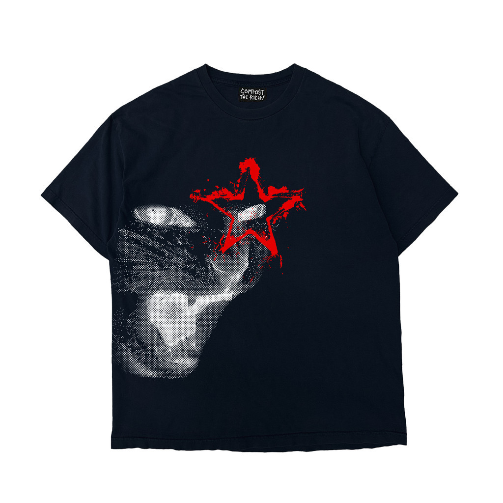 （Giao hàng 24h）Angela PUNK T-Shirt Unisex mèoNghệ thuật truyện tranh nổi loạn Tay Lỡ In Áo Phông Nữ Form Rộng,Áo Đôi đá