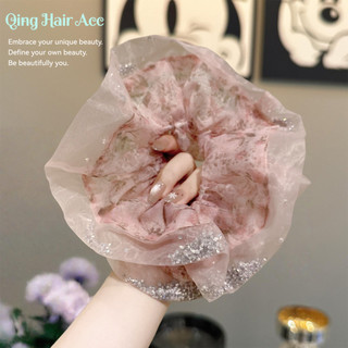 Ngọt Ngào Tinh Tế Lưới Vỡ Kim Cương Scrunchy Tóc Dây Organza Hoa Tóc Thời Trang Cao Cấp Đầu Hoa Dây Phụ Kiện Tóc