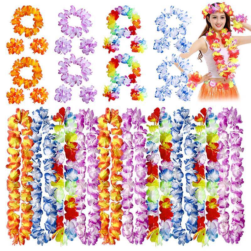 Alittlesetrtu 4 Chiếc Hawaii Hoa Nhân Tạo Leis Vòng Cổ Băng Đô Cho Tiệc Đi Biển VN