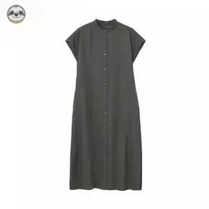 Phong cách Nhật Bản Muji / Áo sơ mi ngắn tay bằng vải lanh / Áo dài cổ đứng ngắn tay / Áo len Cardigan dáng rộng mùa xuân mùa hè