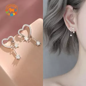 CANAMEK 1 Cặp Bông Tai Ngôi Sao Trái Tim Thời Trang Châu Âu Và Mỹ Cho Nữ Tinh Tế Cá Tính sel Dự Tiệc Bông Tai Món Quà Trang Sức CSF