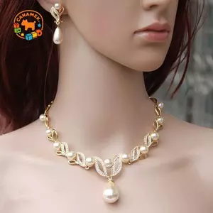 CANAMEK 3 Thời Trang Nữ Mùa Cưới Giả Ngọc Trai Hoa Nelace Bông Tai Bộ Trang Sức Cưới Ngày Lễ Quà Tặng-8916 CSF
