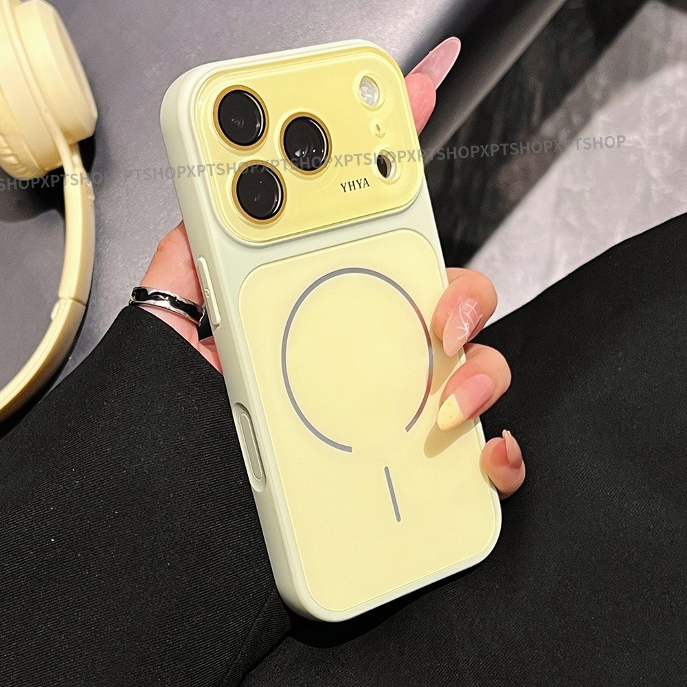 Vỏ máy ảnh thủy tinh cạnh lỏng từ tính Vỏ điện thoại cho iPhone 17 Pro Max 16 15 14 13 12 Vỏ bảo vệ chống sốc