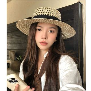 Mũ Rơm SAIA, Vành Rộng Chống Tia UV Mũ Chống Nắng Mùa Hè, Pháp Thoáng Khí Thanh Lịch Có Thể Điều Chỉnh Mũ Flat Top Cho Nữ
