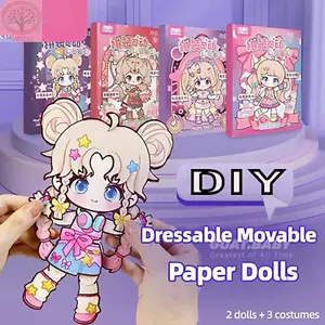 AMBU Handmade Giấy Con Rối, Nhiều Màu Trang Phục DIY Thay Đổi Quần Áo Bộ Đồ Chơi, Hoạt Hình Ngộ nghĩnh Thủ Công Thiết Kế Trang Phục Búp Bê Giấy Cha Mẹ-Con