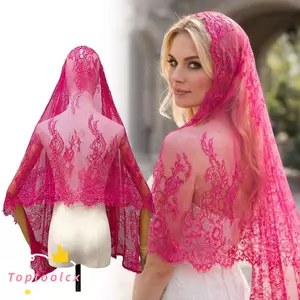 Khăn choàng nữ TOPTOOLCX, Khăn trùm đầu cô dâu cổ điển thoáng khí, Viền ren hoa Mandira Veil