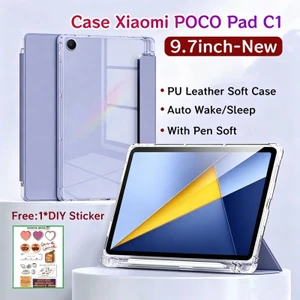 Ốp điện thoại Xiaomi POCO Pad C1 9.7inch 2026 Mới có khe cắm bút Vỏ bảo vệ từ tính cho POCO Pad C1 9.7 inch có mặt sau trong suốt