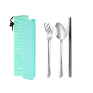 1010 Bộ đồ ăn bằng thép không gỉ Muỗng nĩa Đũa Bộ ống hút Bộ đồ ăn di động ngoài trời có thể in được