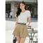 Quần đùi sooc nữ CARDINA chất liệu chéo kaki dáng A xếp ly trước 6QSA20