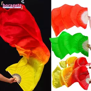 Quạt nhảy múa bụng BORAGETE, Nhiều màu 150cm Dụng cụ múa thực hành, Bán chạy Màu Gradient dành cho nữ Phụ kiện khiêu vũ giả dài