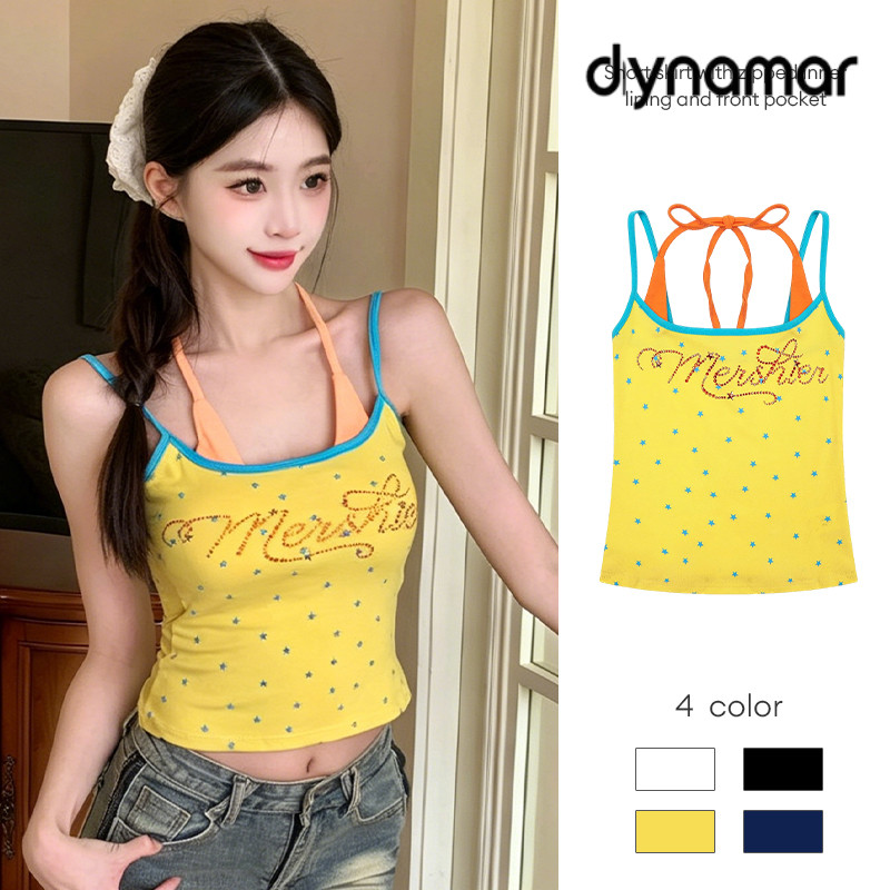 【dynamar】Áo yếm nữ phong cách Mỹ, kiểu cổ yếm ngắn Nhiều màu sắc, dễ thương