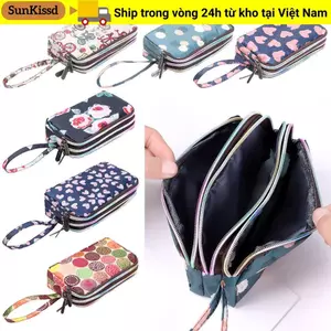 Túi xách nữ SUNKISSD Chìa khóa di động Ví dài ba lớp chống nước