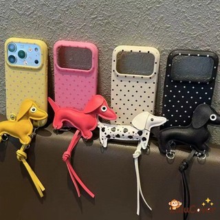 Bao Da Chấm Bi Có Dây Đeo Tay 3D Dachshund Cho OPPO Reno 15 15C Find X9 Pro X8S Plus X8 Pro X7 Reno 6 5K 4Z R17 R15 Phim Hoạt Hình Dễ Thương 3D Chó Nhiều Màu Sắc Vỏ Kẹo Bé Gái