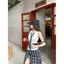 Mùa hè Phiên bản Hàn Quốc Phong cách Preppy Giả hai mảnh Kẻ sọc Khâu cổ áo polo Áo thun không tay Top Nữ