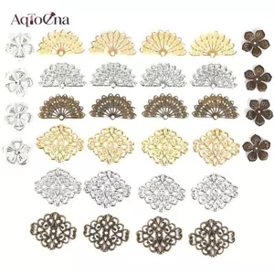 AqToCna 100 Chiếc Hoa Filigree Phụ Kiện DIY Kim Loại Thủ Công Đầu Nối Để Làm Đồ Trang Sức AqToCna