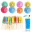 PWSSEND 100 Chiếc Cocktail Picks, Gậy Gỗ Ô Giấy Áo Ô Dù Chọn, Tre Chất Lượng Cao Nhiều Màu Sắc Phong Cách Tiệc Tre Tăm Trang Trí Bánh