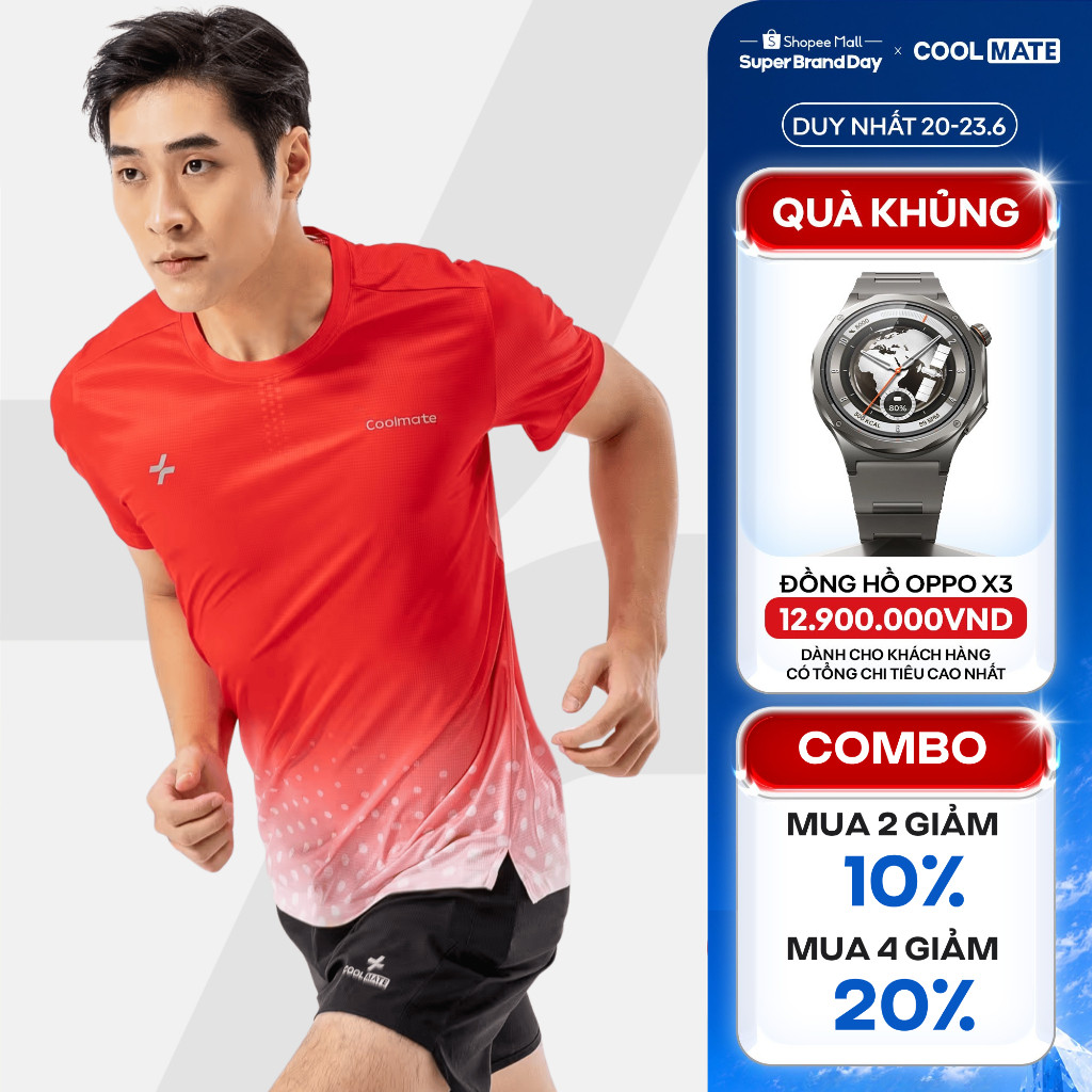 [MUA 4 GIẢM 20%]Áo Thun Chạy Bộ Graphic Dot thoáng khí dễ dàng vận động, áo đỏ Việt Nam Coolmate