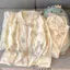 Bộ Đồ Ngủ Một Bên Ngoài Xuyên Biên Giới Bộ Đồ Mặc Nhà Ngọt Ngào Rộng Rãi Áo Cardigan Cổ Bẻ Bông Mây Xuân Thu Cho Nữ