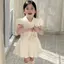 Váy sơ mi tay phồng cho bé gái (90-150) Váy trắng thêu tinh tế phong cách Preppy