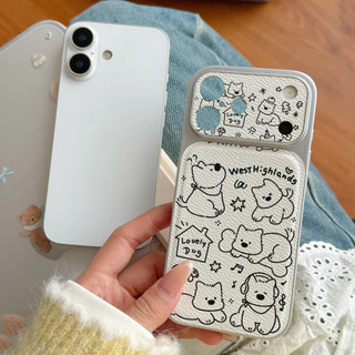 Chó con hàng ngày ỐP đIệN ThoạI Cho IPhone 17/16/PRO Max/15PLUS/14/13/12/11Mạ kim loại kết hợp dán bề mặt da