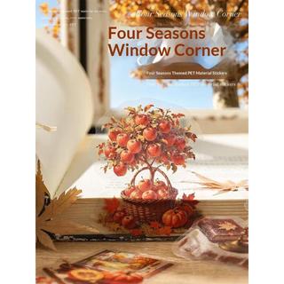 JIANWU Vintage Seasons Hoa Phong Cảnh Cắt Dán Thêu Sò Chất Liệu Gói Sáng Tạo DIY Rác Tạp Chí Văn Phòng Phẩm
