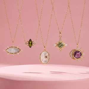 Pháp Star Moon Series Vòng Cổ Vỏ Trắng Ngôi Sao Tám Cánh Olive Xanh Zircon Thạch Anh Tím Mặt Trời Tonghui Magic Eye Light Sang Trọng