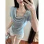 Phong cách Hàn Quốc Niche Ren Khâu Giả Hai Mảnh Tay Ngắn Top Mùa Hè Phong Cách Mới Tươi Slim-Fit Slimmer Look S