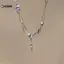 KUZHEN Hợp Thời Trang Bling Moonstone Ngôi Sao Chữ Thập Mặt Dây Chuyền Nelace Cho Nữ Punk Hip Hop Pha Lê Nelace Đảng Y2K Món Quà Trang Sức HOT