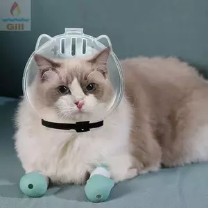 GILL Mõm mèo thoáng khí, Mũ trùm đầu không gian cho mèo trong suốt chống trầy xước, Phụ kiện chải lông cho mèo chống cắn Mũ bảo hiểm