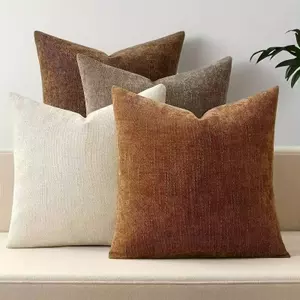 Mỹ Retro Kết Cấu Mềm Mại Chenille Gối Trang Trí Vỏ Gối Màu Trơn Đệm Vỏ Sofa Không Lõi26062402