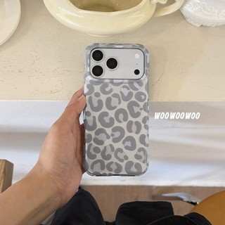 Hàn Quốc Xám Trắng Da Báo Hai Lớp Vải imd Dây Đeo Tay Ốp Lưng Điện Thoại iPhone 17Promax 17Pro 15 16 Pro Max Chống Sốc Nữ Điện Thoại Di Động