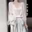 VN Thích hợp cho Áo len chống nắng chất liệu voan cỡ lớn dành cho nữ, Phong cách thanh lịch nhẹ nhàng, Áo mỏng dáng rộng, Khăn choàng ngắn phong cách.
