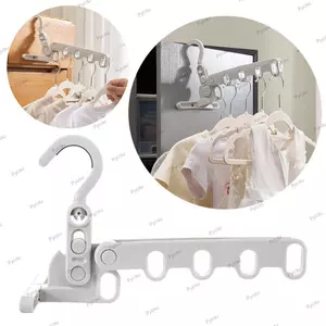 Giá phơi quần áo PYCOU, Thanh treo móc quần áo đa chức năng năm lỗ, Góc có thể gập lại di động Quần áo có thể điều chỉnh Sấy hiện vật Ký túc xá