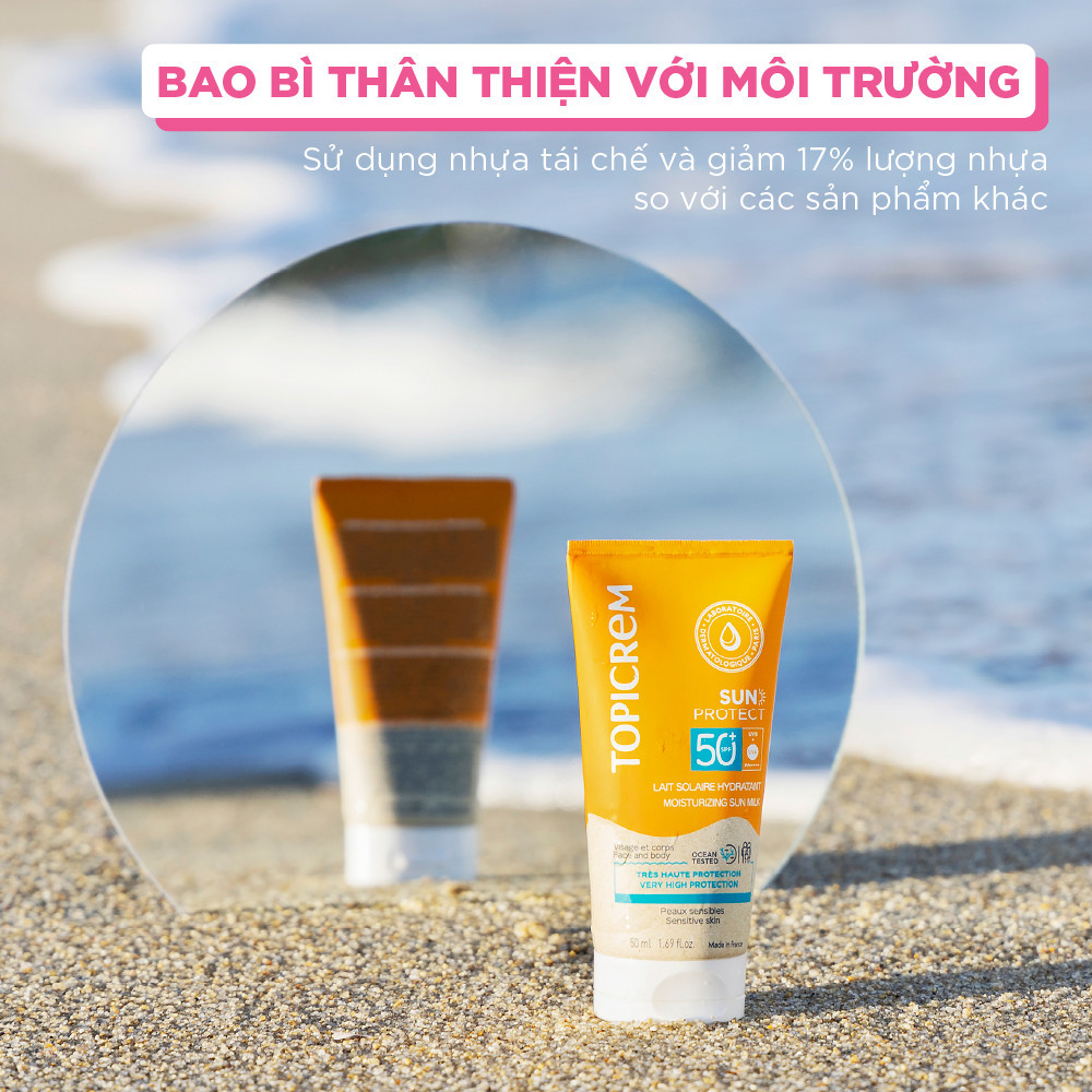 Sữa chống nắng có khả năng chống nước và cát TOPICREM SUN PROTECT MOISTURIZING SUN MILK SPF50+ 50ML